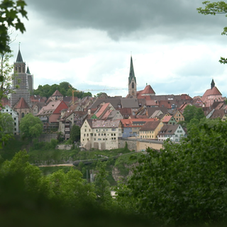 Aussicht auf Rottweils Häuser und Bauten.