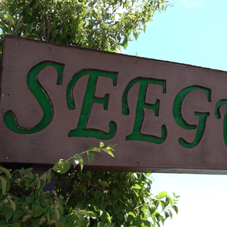 Schild vom Biergarten "Seegugger" in Rheinstetten.