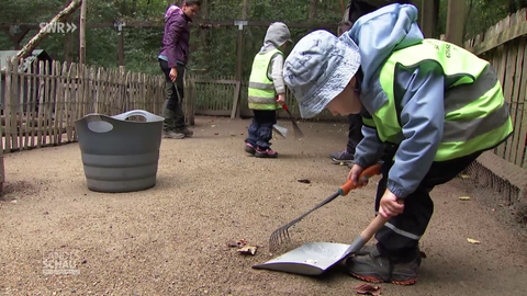 Kinder helfen im Zoo aus