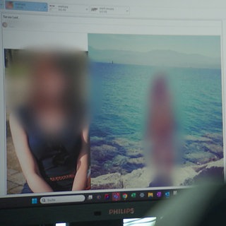 Person betrachtet Bilder im Internet.