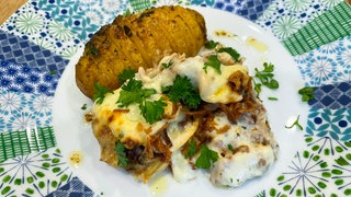 Fläschknepp-Auflauf mit Fächerkartoffeln à la Jay Jay