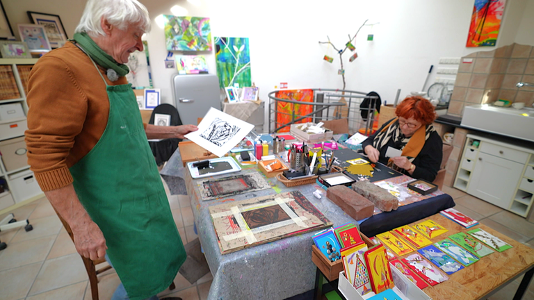 Im Atelier von Ute van Erdewyk und ihrem Mann Arno Benner
